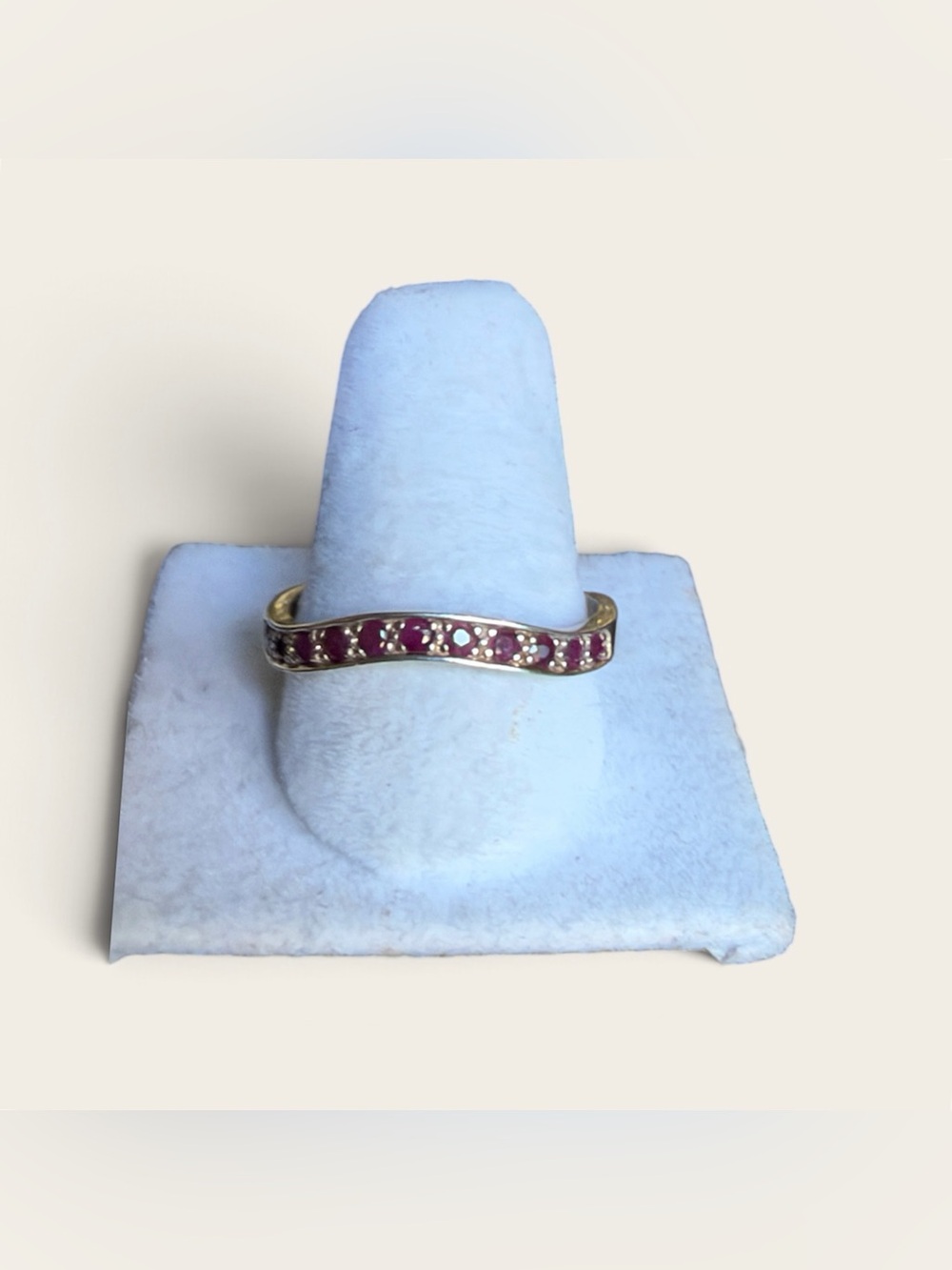 Ruby Sterling Silver Wave Eternity Band Ring - Women Jewelry